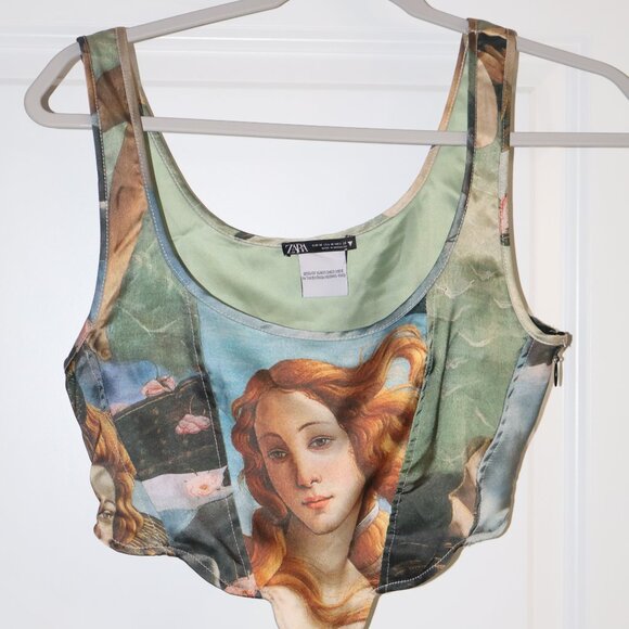 ZARA Renaissance Art Print Crop Top Venus Tank Medium - Picture 2 of 7